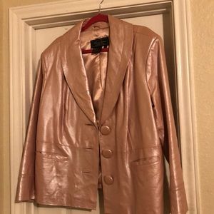 Pink leather suit blazer